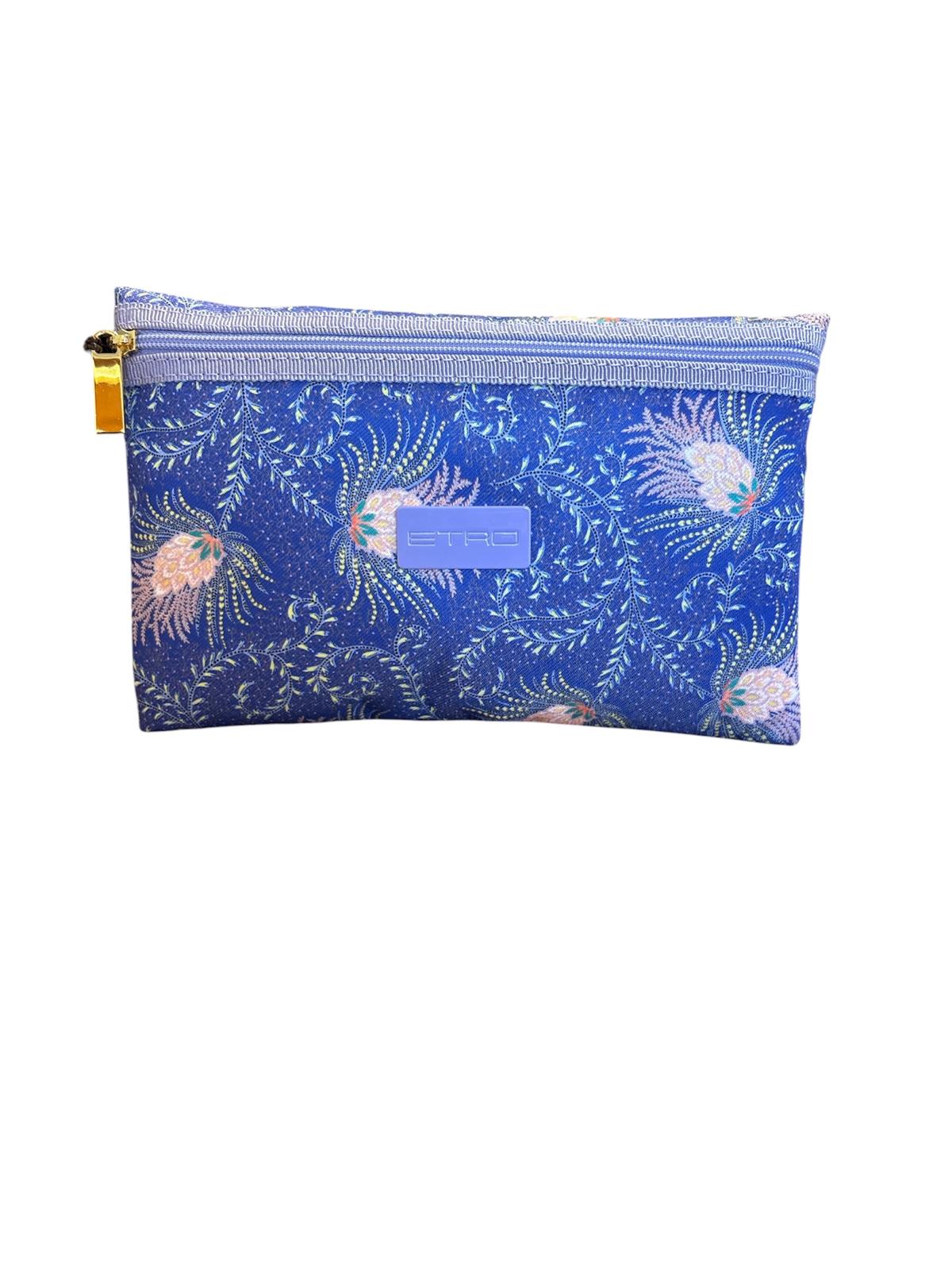 Pochette Etro Busta Media Piatta con cerniera frontale Blu e Lilla