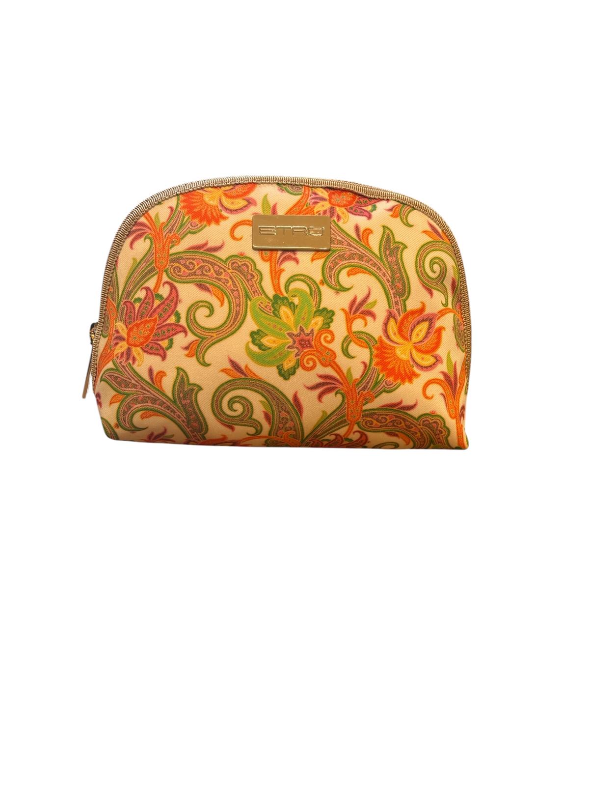 Pochette Etro Media Arrotondata con cerniera Chiara - Fantasia Arancio Verde