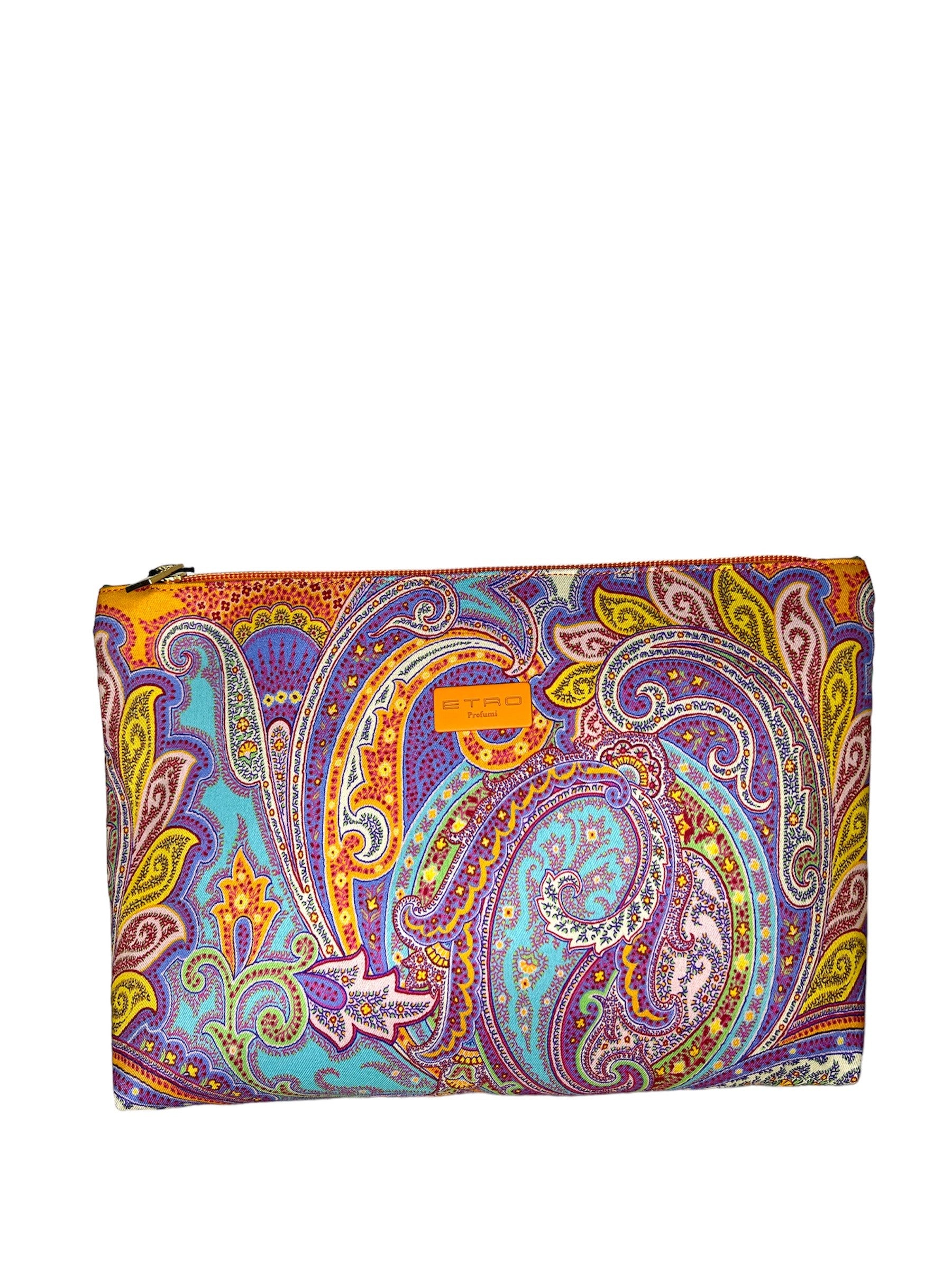 Busta grande Paisley con bordi arancioni