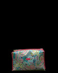 Trousse trapezio paisley con bordi rosa