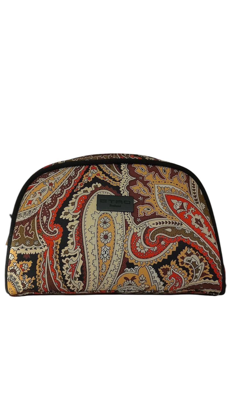Pochette Etro stondata paisley nero e Arancione
